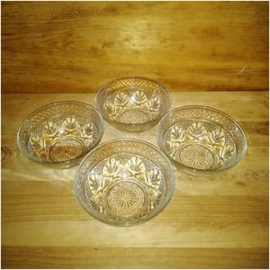 4 Durand Antique Clear Crystal Salad Bowls